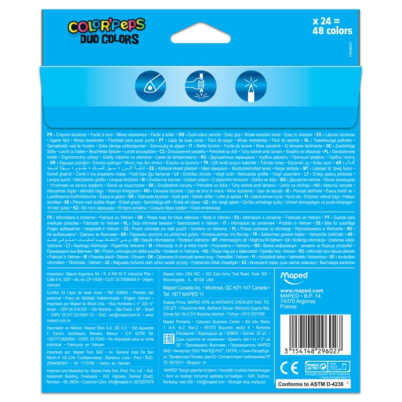 Maped Color'Peps Duo Coloured Pencils (24 pack)