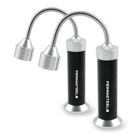 Permasteel Magnetic Grill Light | 2-Pack Outdoor BBQ Grill Light, Bright LEDs, Flexible Gooseneck, PA-12002-AM, Compact, Outside Lighting for Gas Grills, Black