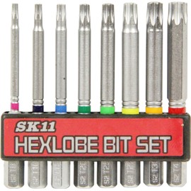 SK11 BS-22N Torx Screw Bit Set of 8, 2.6 inches (65 mm), Hex Shaft, 0.25 inches (6.35 mm)