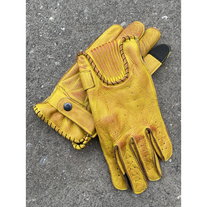 GearX Soft Aniline Leather Fashion Motorcycle Gloves Distressed, Garage Bobber