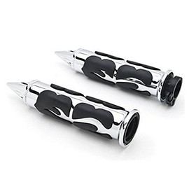 TASWK Motorcycle Aluminum Chrome Hand Grips Custom Handle (1 inch / 25mm with Throttle Grip)
