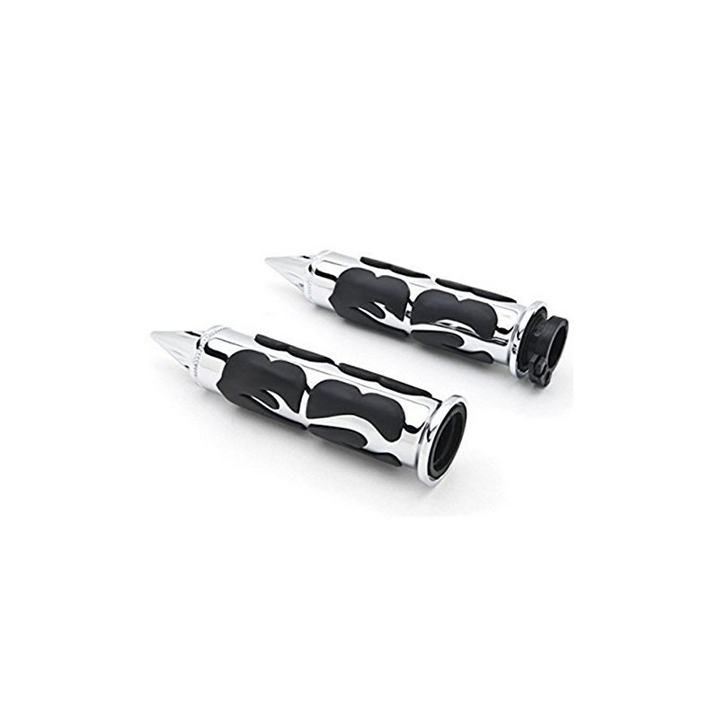 TASWK Motorcycle Aluminum Chrome Hand Grips Custom Handle (1 inch
