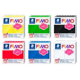 Fimo Oven Bake Clay . Starter set 6 x 56g Blocks in assorted Colours. by Fimo