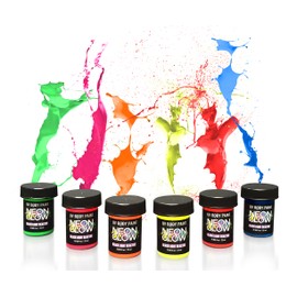 Neon Glow Paint Cosmic Bowling Themed Birthday Party Supplies – Create Blacklight Fluorescent Decorations, Activities, and Favors – Safe for the Skin & Other Surfaces - Set of 6 Colors