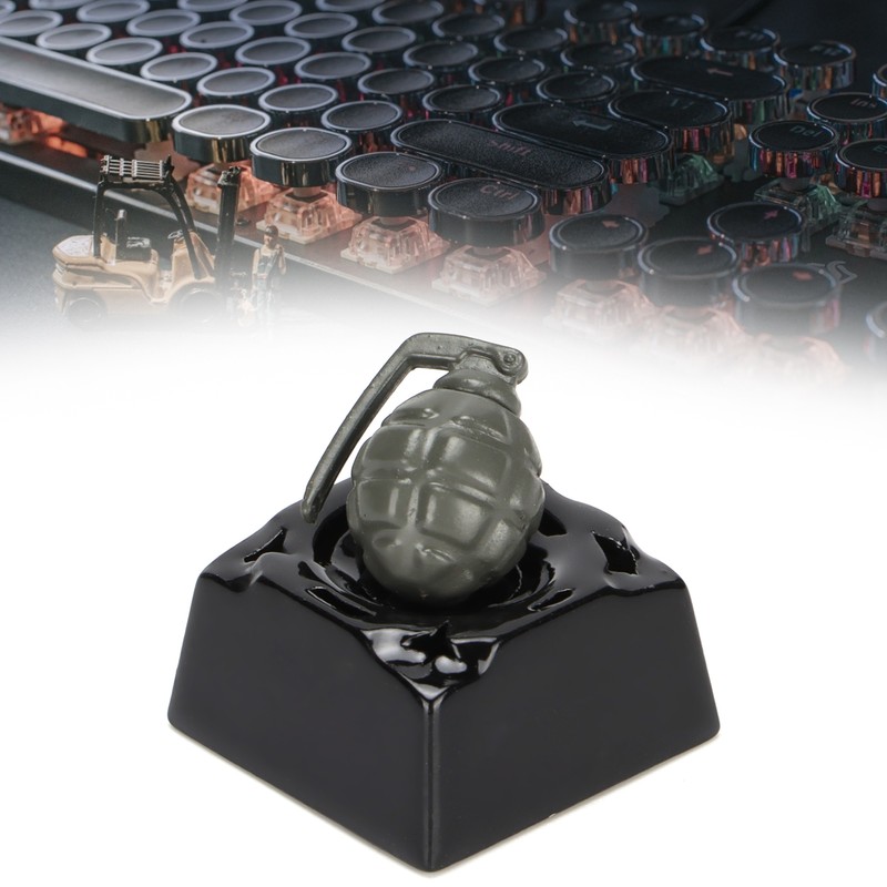 Decorative Keycap Aluminum Alloy Grenade Shape Translucent Mechanical Keyboard Accessories
