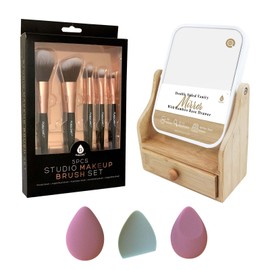 Pursonic Beauty Essentials Set – Studio Makeup Brush Set, Multi-Shape Sponges, a