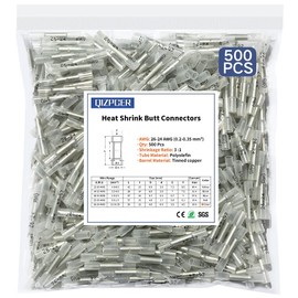 Heat Shrink Butt Connectors, 26-24 AWG Marine Grade Insulated Crimp Wire Connectors, Waterproof Electrical Connectors Butt Splice for Boat Truck Wiring