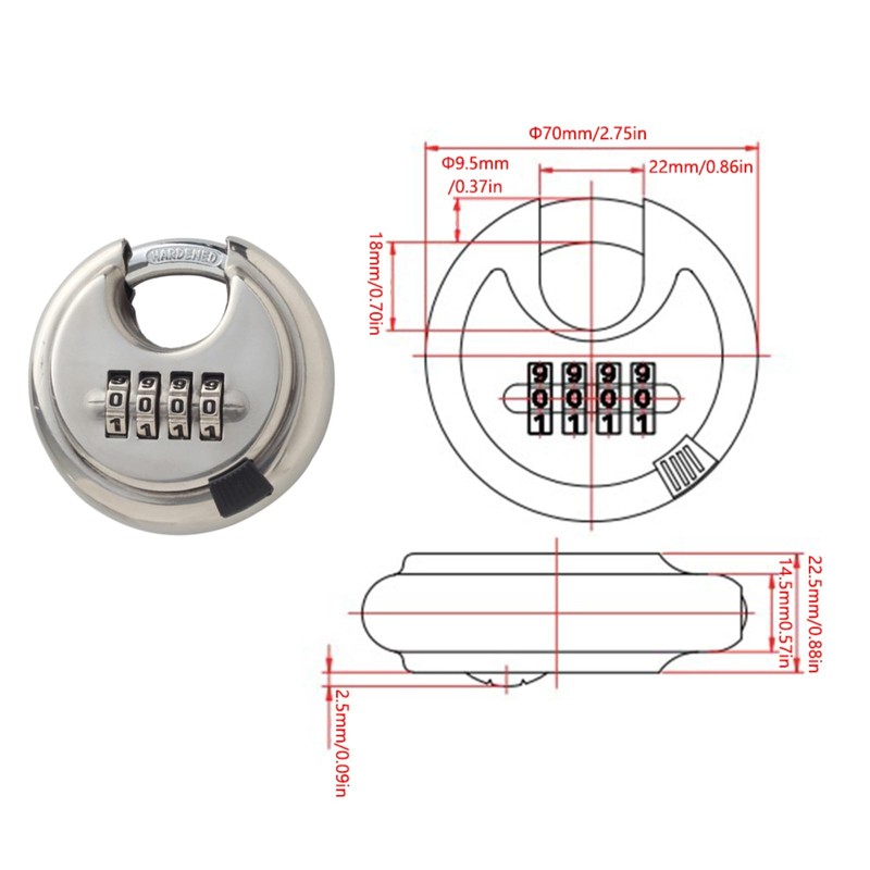 2PCS Heavy Duty Combination Padlock, Waterproof Padlocks Outdoor Stainless Steel