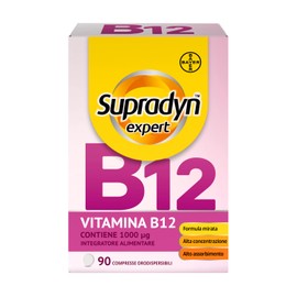 Supradyn Expert Vitamina B12 – 1000 µg Metilcobalamina Pura – 90 Compresse Orodispersibili – Integratore B12 Orodispersibili per Energia, Memoria, Stanchezza, Sistema Nervoso, Globuli Rossi – Vegano