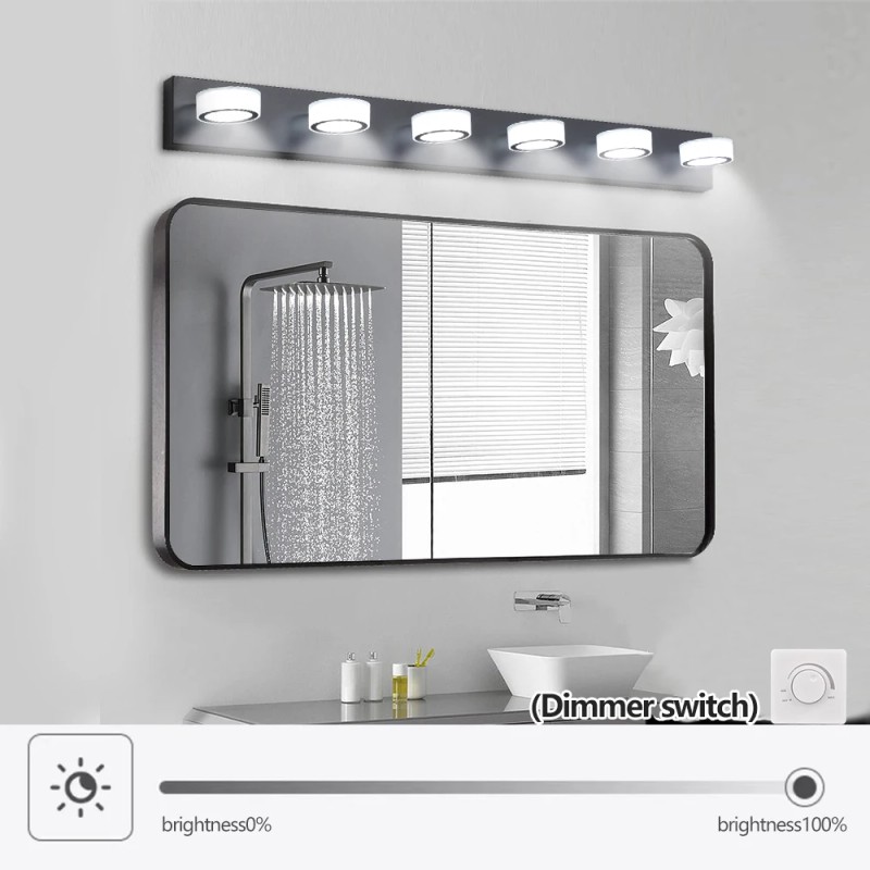 Ship in US,45" Modern 6-Light LED Vanity Light, Sleek Black