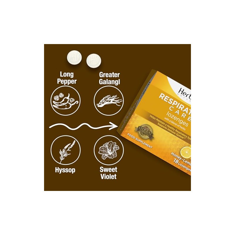 Herbion Respiratory Care Lozenges, Honey Lemon Flavour, Herbal Blend for