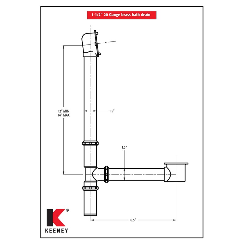 Keeney 606RB Trip Lever with Brass Pipe Bath Drain Assembly,