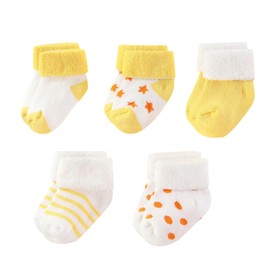 MAMIMAKA Unisex Baby Terry Socks 5-Pack for Baby Boy and Girl 0-12 Months Warm Cotton Socks