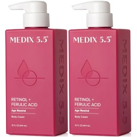 Medix 5.5 Retinol Body Lotion Firming Moisturizer | Crepey Skincare Treatment | Retinol Body Cream | Anti Aging Firming Cream For Women Targets Look Of Crepe Skin, Wrinkles, & Sagging Skin, 2-Pack