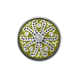 Quiges Women's Click Button 18 mm Chunk Silver-Plated Light Green Faux Pearl Flowers For Leather Bracelet