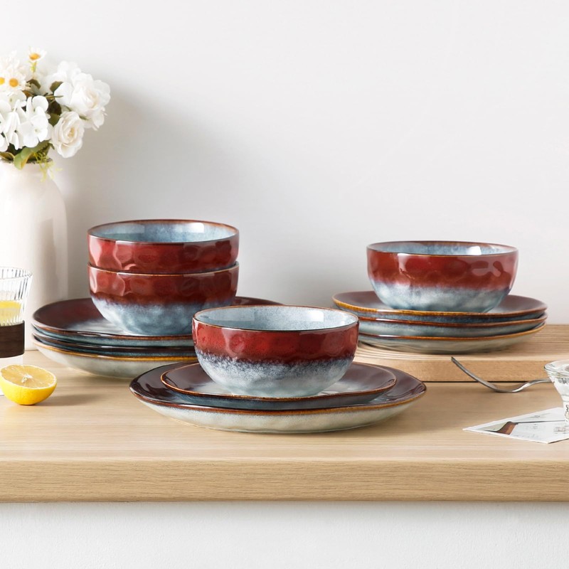 vancasso Starry Dinnerware Set for 4, Handmade Reactive Glaze Stoneware