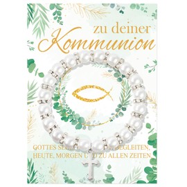 HOWAF Communion Bracelet for Girls and Boys, Guardian Angel Bracelet, Communion Jewellery Bracelet, Communion Bracelet with Communion Card, Communion Gifts, M, Plastics, No Gemstone