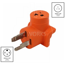 AC WORKS 4-Prong 220-Volt Plug to 120-Volt 15/ 20Amp Household Female Adapter Cord (4-Prong 14-50 Outlet to Household)
