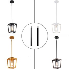 SGLfarmty Matte Black M10 Threaded Extension Rod for Pendant Light, Island Lighting, Chandeliers, Lighting Fixture Stems, 5 Inches, 2 Rods