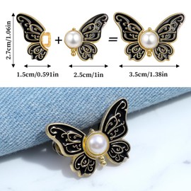 Classicseali 8sets Waistband Tightener, Detachable Butterfly Jean Buttons Pant Waist Tightener for Loose Jeans, Adjustable Decorative Waist Tightener for Pants Women No Sew and No Tools