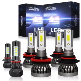 AUIMSOCO For 2007-2009 Lexus RX350 Combo 6x 6500K LED Headlight Hi/Lo + Fog Light Bulbs