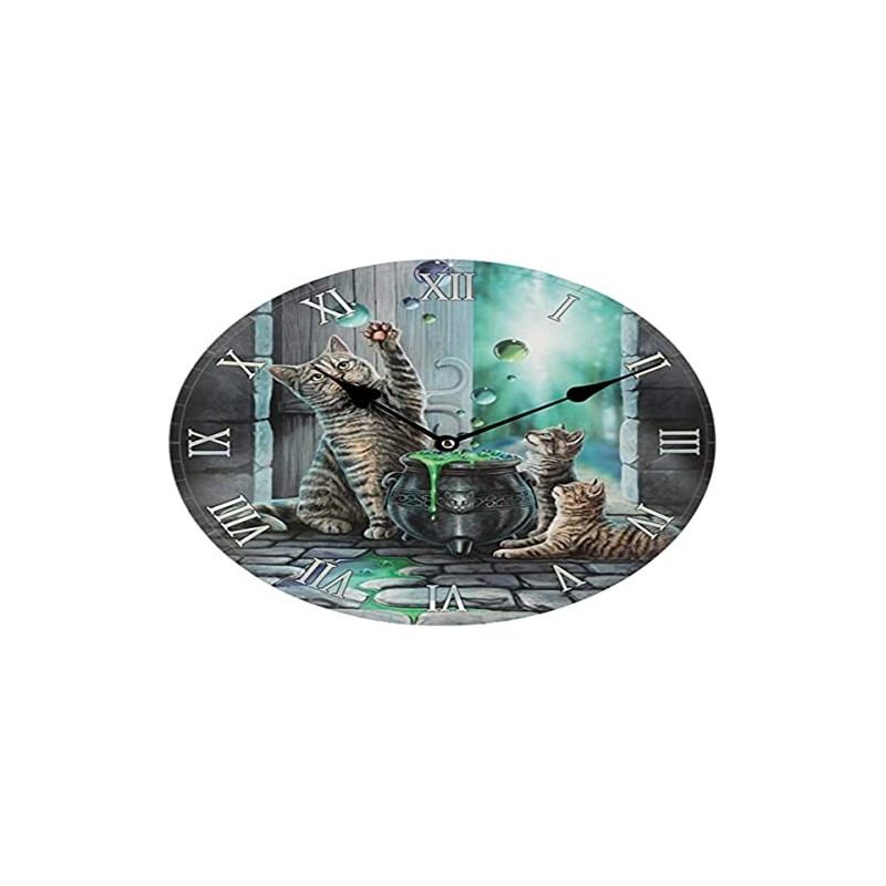 Lisa Parker Decorative Wall Clock-Cat Hubble Bubble, MDF, Multi, Height