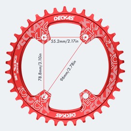DJC Bike Chainring Asymmetrical 96BCD Narrow Wide Tooth MTB for XT SLX M6000 / M7000 / M8000 / M9000 7/8/9/10/11/12 Speed Aluminum 7075 30T 32 34 36 38T (2# Round Red, 32T)