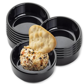 TableCraft 10312BK Melamine Mini Server, Round Mini Bowl, Break Resistant Servers for Appetizers, Sauces, Tastings, 3 oz, 3" Dia, 1.25" Deep, Black, 12 Pack, Commercial Restaurant Grade