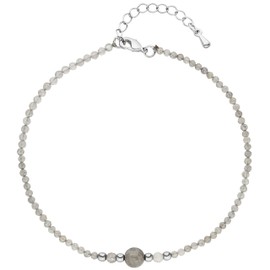 Jobo Women's Anklet Labradorite with Hematine 26 cm, Metal, Labradorite