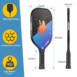 XS XSPAK Pickleball Paddles, Carbon Fiber Surface, Polymer Honeycomb Core, Soft Cushion Grips, Pickleball Set of 2 with 4 Balls and 1 Pickleball Bag