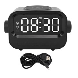 3 in 1 Digital Alarm Clock LED Display 15W 2 Alarms Setting Digital Clock with 15W Wireless Charging and Bluetooth Speaker Function Black