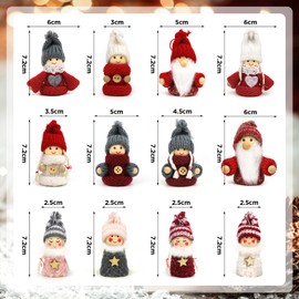 FHzytg Pack of 12 Small Gnome Figures, Gnome Figures, Small Pendant, Christmas Tree Decoration, Wooden Pendant, Christmas Tree Pendant, Funny Gnome Decoration for Christmas