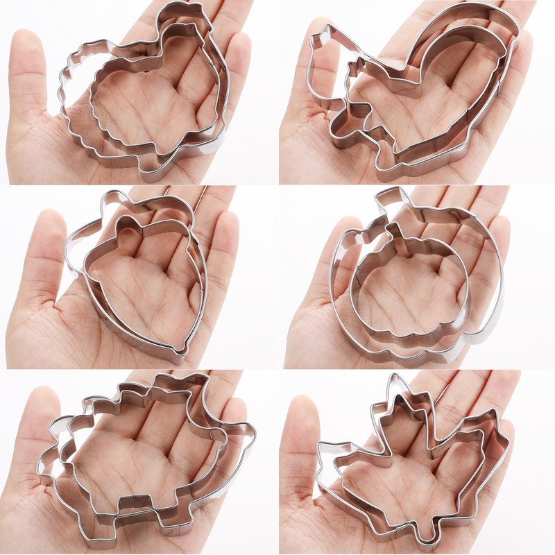 MrCookie Large Fall/Thanksgiving Cookie Cutters Set,12pc,Stainless Steel.