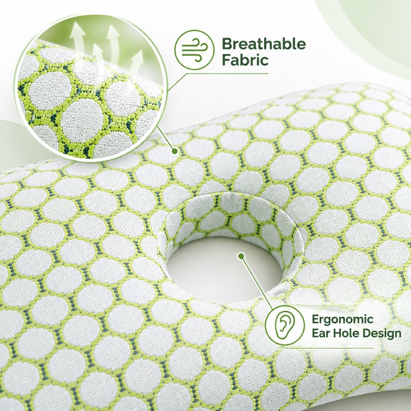 Ear Piercing Pillow for Side Sleepers – Breathable Ear Hole