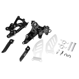VPZMT Motorcycle Front Rider Foot Pegs Brackets Kit Fits for 2006-2010 suzuki GSXR600 GSXR750 (Front-Black-1)