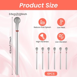 6 Pcs Nail Drill Bits Ball Bit Nail Drill Cuticle Bit For Nail Drill 3/32'' Cleaning Nail Bits Professional Cuticle Drill Bits for Acrylic Manicure Pedicure Cuticle Gel Polishing