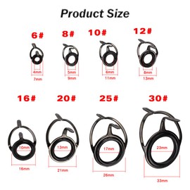 Mwrenqei 8 PCS Fishing Rod Tip Repair Kit Double Leg Fishing Rod Guides Eyes Stainless Steel Ceramic Ring Rod Tip Guide for Fishing Pole Eyelets Replacement kit