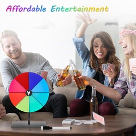 CREECHWA 8 Inch Spinning Wheel for Prize with 8 Slots and Stand, Party Game Roulette Spinner for Events, Vendor Booths, Classroom Activities, Carnival Games