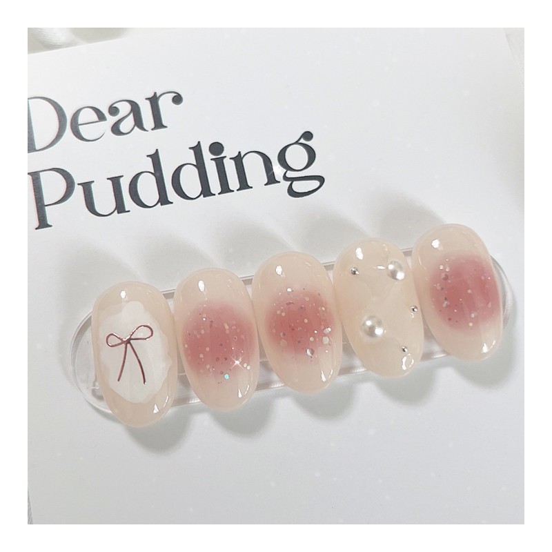 [Handmade Nail Tips] Ribbon Cheek Nail Tips - Petit Coffin