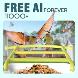 BROAIMX Bird Feeder with Camera, Free AI Forever for 11,000+ Species, 64G TF Card & 1080P HD, Solar-Powered Wireless Outdoor Design, App Alerts & Two-Way Audio for Garden (Blackish Green)