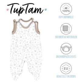 TupTam Baby Girls' Romper with Foot, Pack of 3, Hedgehog Stars Latte Brown
