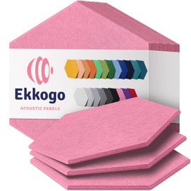 Ekkogo Acoustic Panels 12-Pack Soundproof Wall Panels 14"X12.1"X0.4" Sound Panels High Density Sound Dampening Panels - [Chic Pink Hexagon]