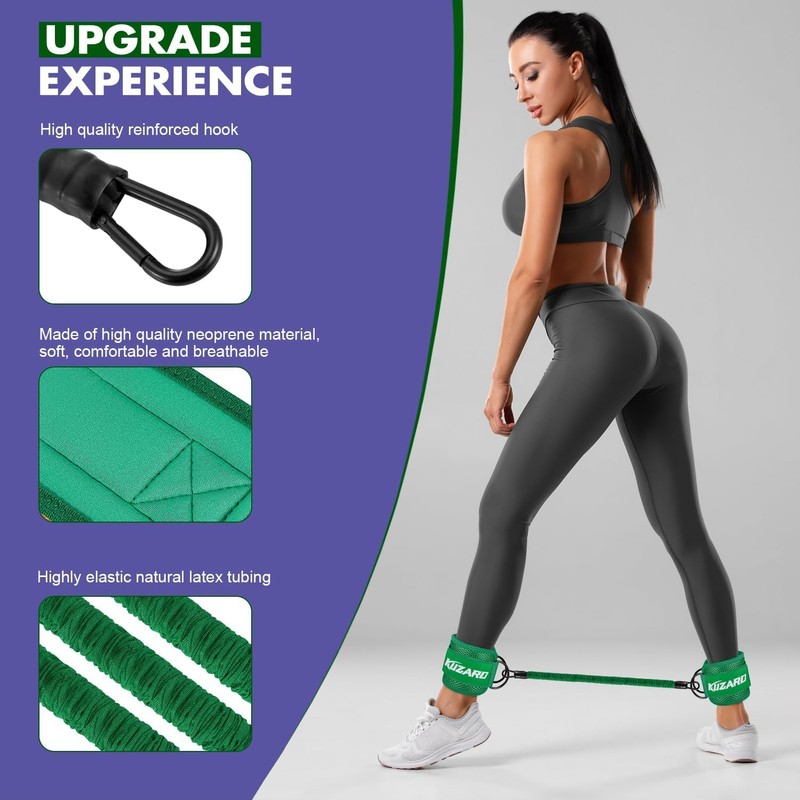 Resistance Bands Set with Ankle Straps, Glutes Workout Equipment, Ankle