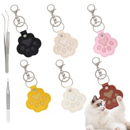 6 Piece Pet Memory Set, Cat Paw Keyring with Tweezers, Keepsake for Storing Pet Fur, Memory Gift for Deceased Animals