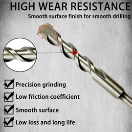 Direko 5-Piece 1/2 inch x 8 Inch SDS Plus Rotary Hammer Drill Bits Carbide Tipped Concert Drill Bits for Concrete, Brick, Cement Walls, Stone, Hammer Drill Bits for Concrete