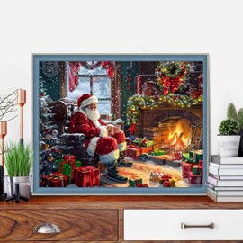 WUDWL Paint by Numbers Kit for Adults Framed Canvas, with Wooden Easel,Paint by Numbers for Kids Ages 8-12, Christmas DIY Acrylic Landscape Oil Painting Arts Crafts, 9.45x11.8inch