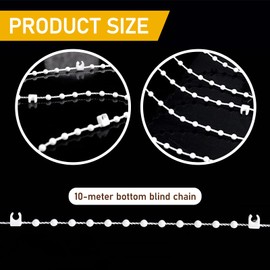 1pcs 10 Meter 100 clips Vertical Blind Bottom Chain for 3.5 Inch/ 89mm Slats,Durable Plastic vertical blind chain,Vertical Blinds Repair Parts,Blind Bottom Chain Slats Ideal for Repair