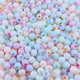 HERZWILD 800pcs Matte Acrylic Round Frosted Candy Color Patterns Beads, Assorted Beaded Bracelets Mix Plastic Pastel Loose Spacer，Opaque Pastel Colors Mixed for DIY Jewelry Making Crafts.
