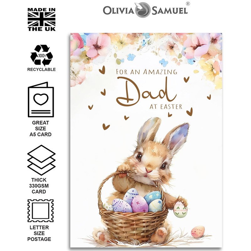 Dad Easter Card - Bunny with Easter Eggs Design -