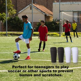 Cipszoely 2 Pair Soccer Shin Guards Sleeves for Adult & 15+ Teenagers Shin Pad Sleeves White & Black Calf Sleeves, Breathable Elastic Cut Football Sock Sleeves Covers Socks Sleeve for Football (L)